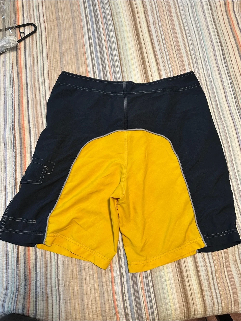 No Boundaries Navy and Yellow Flame Board Shorts